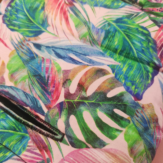 Pram liner | pink banana leaf