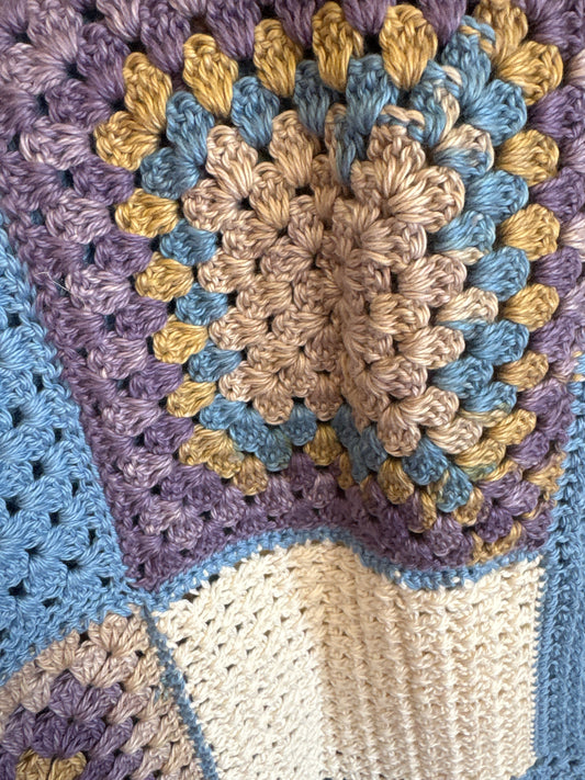 Blanket | crochet #1 | purple blue gold cream