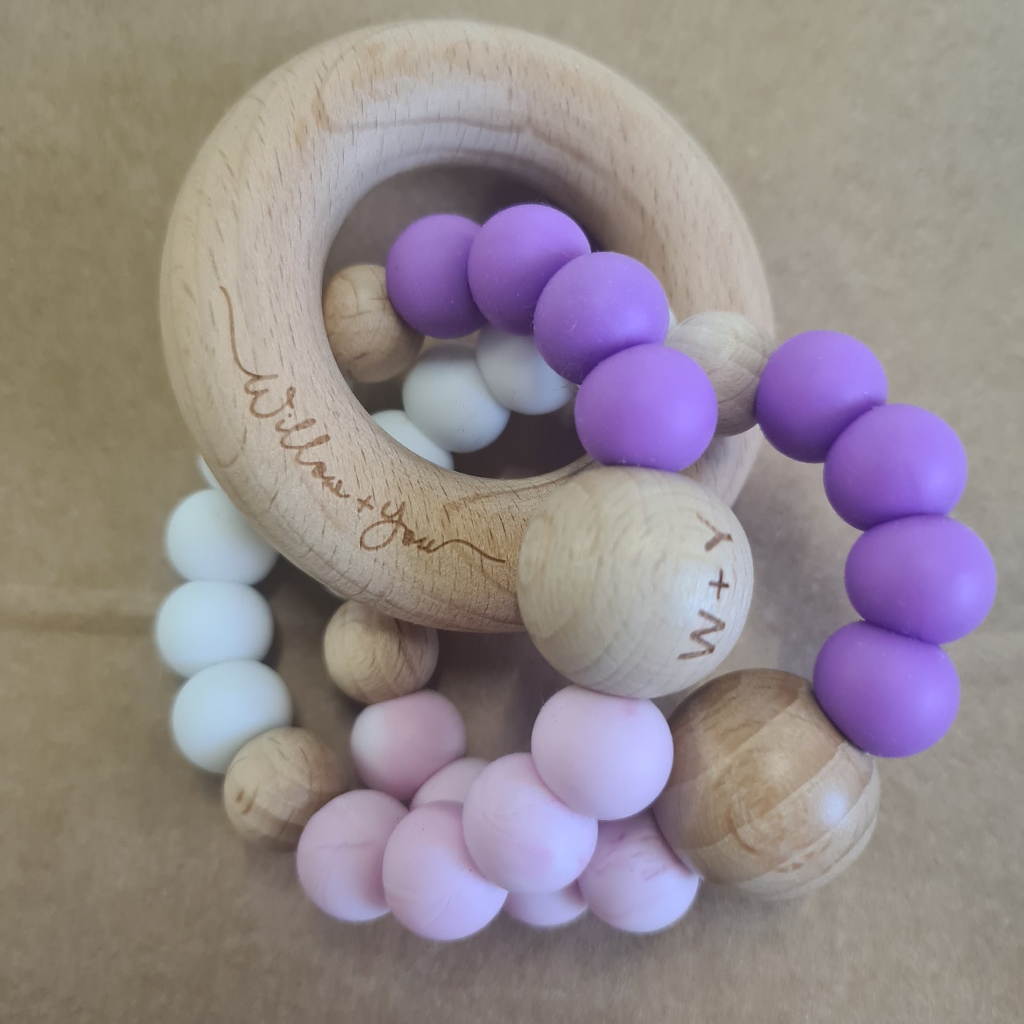 Teether | Wood + Sillicone | Assorted colours
