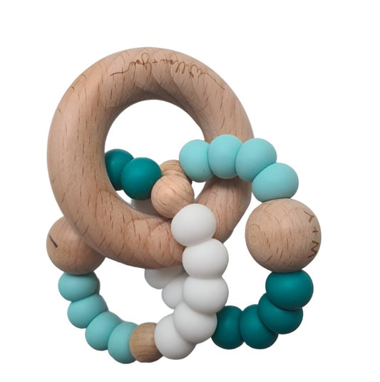 Teether | Wood + Sillicone | Assorted colours